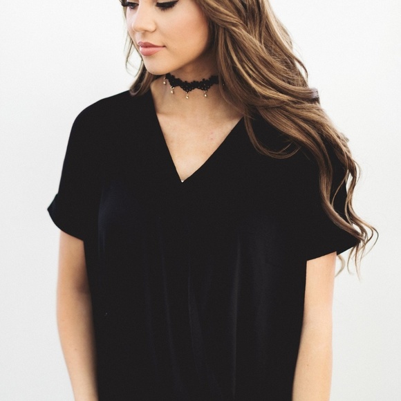 Wrap Tee in Black - Picture 3 of 4